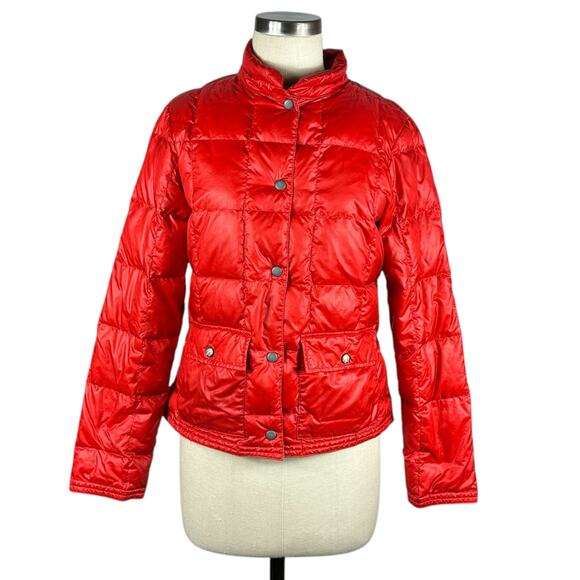 EDDIE BAUER Vibrant Red EB550 Fill Power Lightweight Down Snap Jacket Women's S - Picture 1 of 10